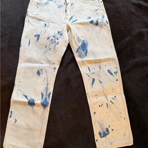 Wrangler Men's Cream and Blue Straight Jeans